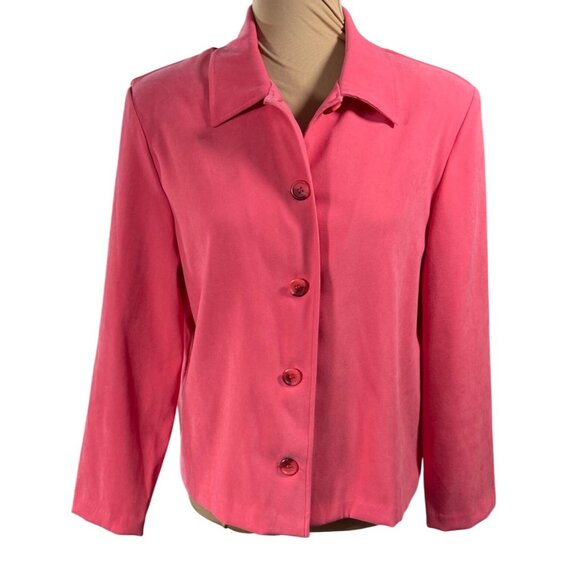 Briggs Petite Jacket Melon Pink Medium M Petite Stretch Button Front - Picture 1 of 8